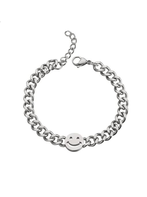WOLF Titanium Steel Smiley Minimalist Link Bracelet 0