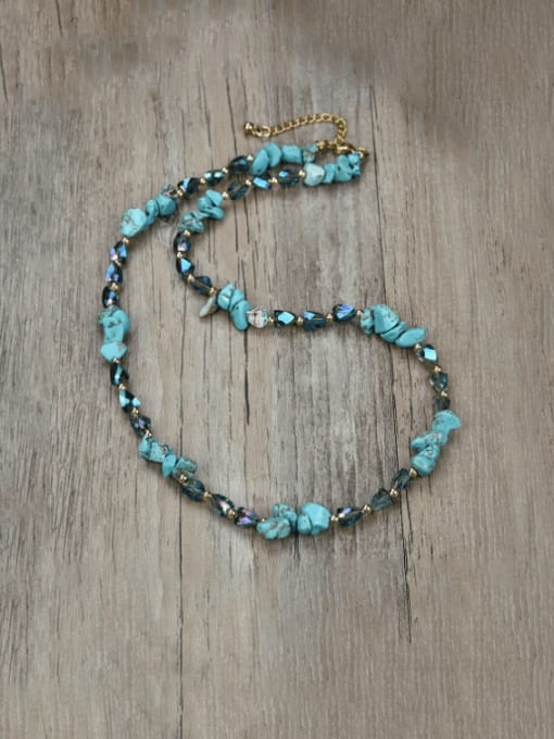 5 -45cm Titanium Steel Glass beads Irregular Bohemia Beaded Necklace