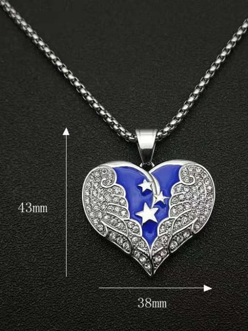 HI HOP Titanium Steel Cubic Zirconia Enamel Heart Vintage Necklace For Men 1