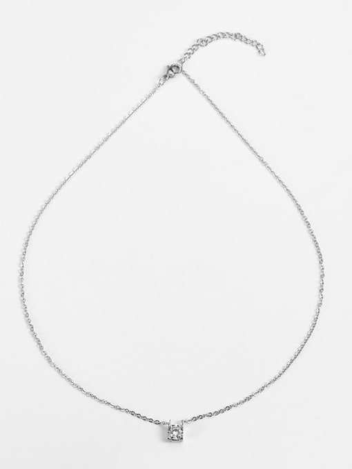 Steel color Titanium Cubic Zirconia Locket Necklace