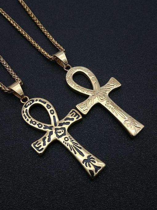HI HOP Titanium Cross Hip Hop Regligious Necklace For Men 0