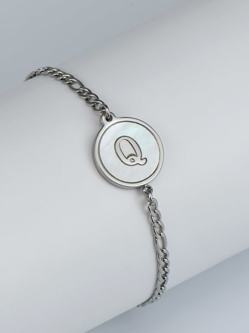 Steel bracelet Q Stainless steel Shell Letter Minimalist Link Bracelet