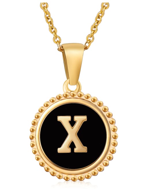 X Stainless steel Acrylic Letter Minimalist Round Pendant Necklace