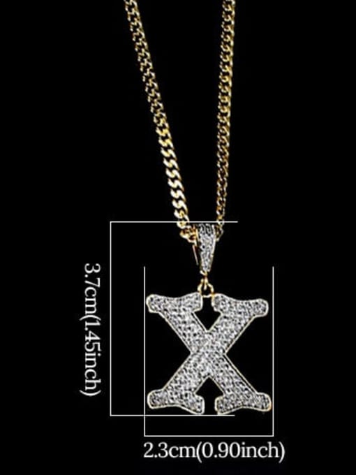 X 24in 60cmT20B24 Brass Cubic Zirconia Letter Hip Hop Initials Necklace