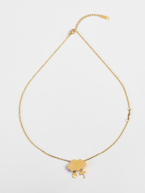 golden Titanium Smooth  Minimalist Clound Pendan  Necklace