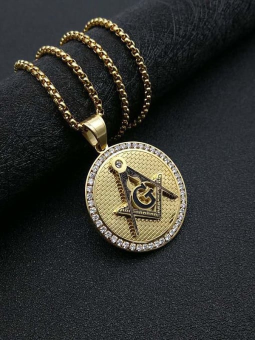 Gold +Chain  3mm *61cm Titanium Steel Religious Vintage Necklace For Men