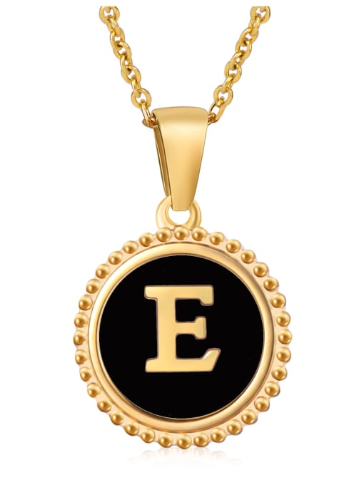 E Stainless steel Acrylic Letter Minimalist Round Pendant Necklace