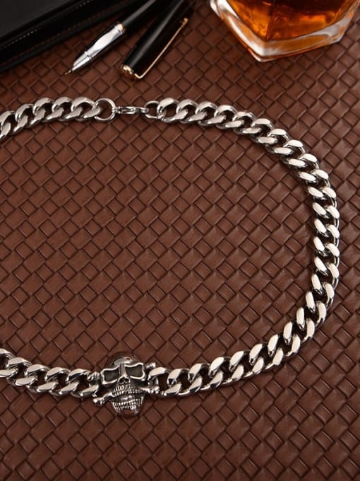 Ke Hong Titanium Skull Link Necklace 1
