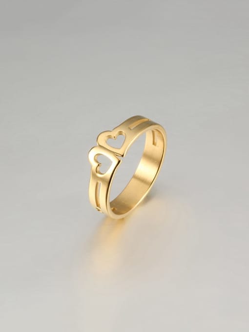 golden Titanium Heart Minimalist Band Ring