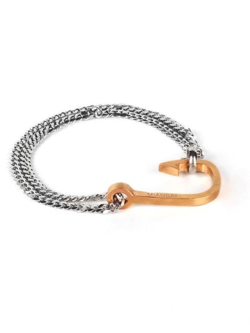 Rose goldfish hook steel color chain Titanium Steel Irregular Hip Hop Link Bracelet