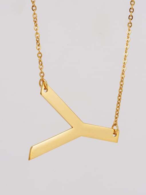 Y Stainless steel Minimalist  Letter Pendant Necklace