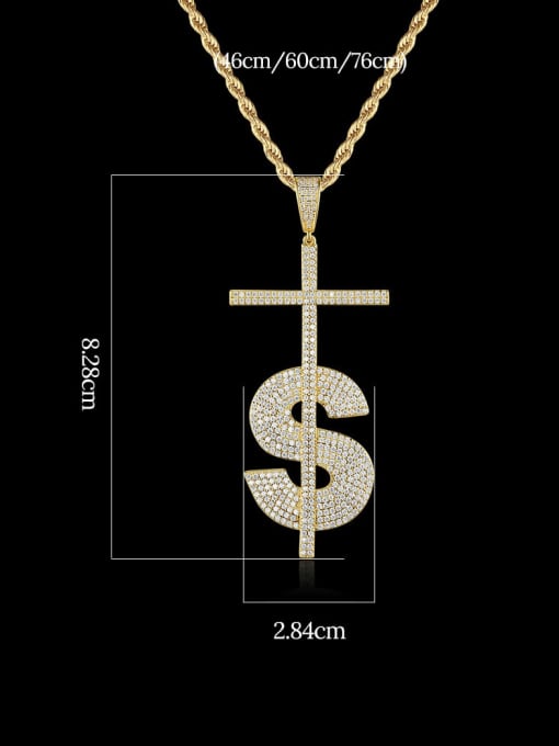 Teem Men Brass Cubic Zirconia  Hip Hop Fashion Musical Letter Pendant  Necklace 4
