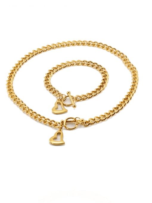 set Stainless steel Heart Hip Hop Hollow Chain Necklace