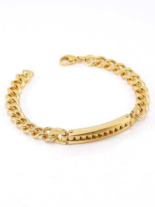 golden Titanium Steel Geometric Hip Hop Link Bracelet