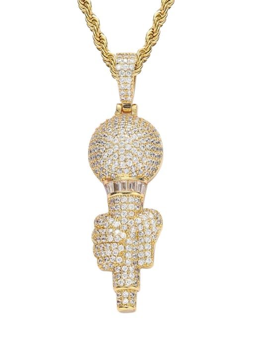Gold+ chain Brass Cubic Zirconia Commemorative trophy Hip Hop Necklace