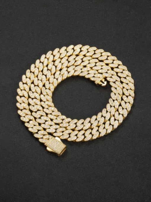 Gold 16inch (necklace) Brass Cubic Zirconia Hip Hop Geometric  Bracelet and Necklace Set
