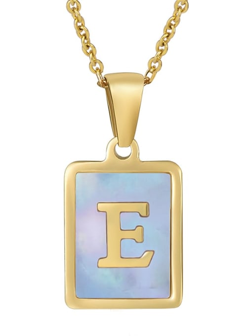 Gold E (including chain) Titanium Steel Shell Geometric Letter Minimalist Necklace