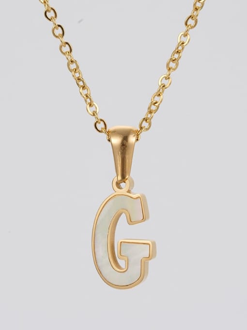 Single letter G Stainless steel Shell Letter Minimalist Letter Pendant (with out chain)