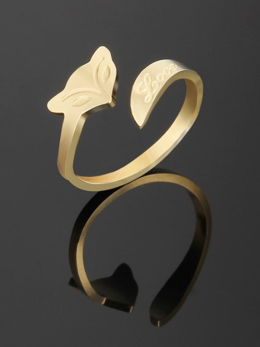 golden Titanium Steel Fox Minimalist Band Ring