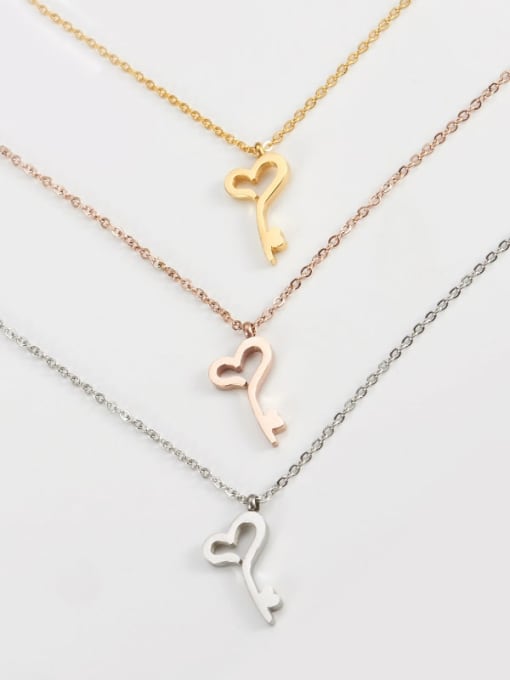 Ke Hong Titanium  Key Heart Minimalist Necklace