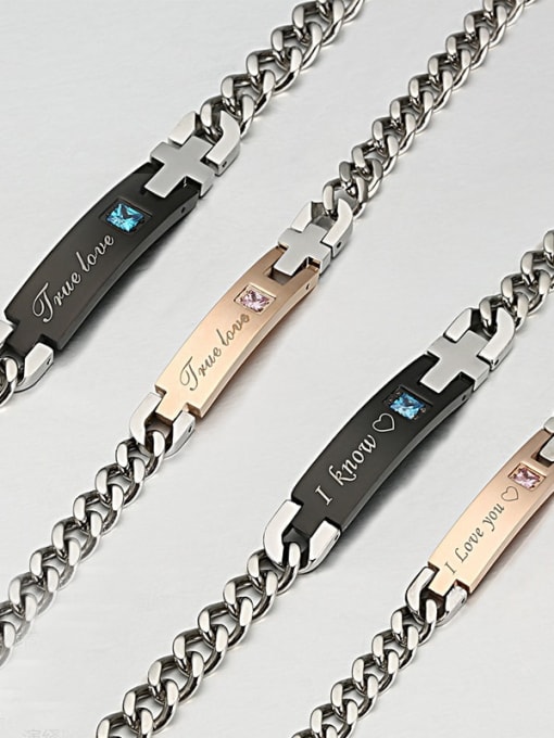 Ke Hong Titanium letter Minimalist Link Bracelet 1