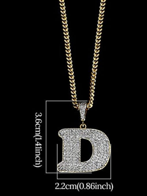 D 24in 60cmT20B04 Brass Cubic Zirconia Letter Hip Hop Initials Necklace