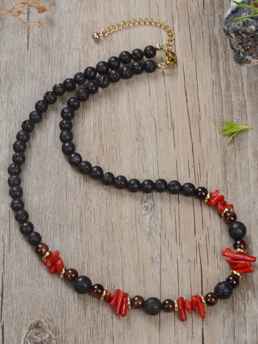  Stainless steel Natural Stone Geometric Bohemia Beaded Necklace 1