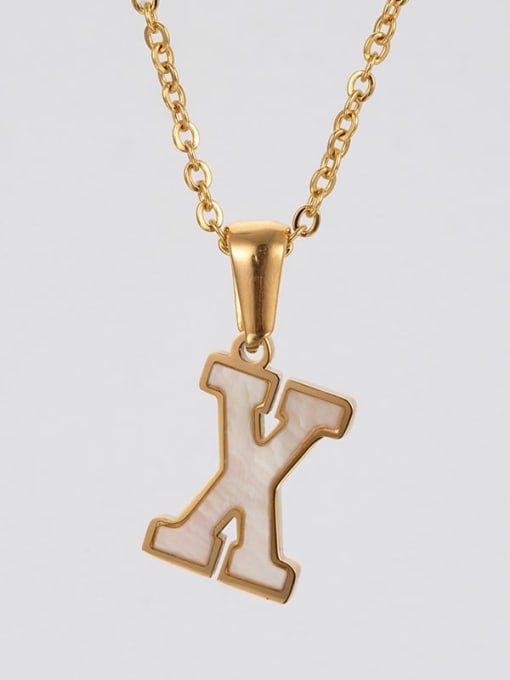 Single letter X Stainless steel Shell Letter Minimalist Letter Pendant (with out chain)