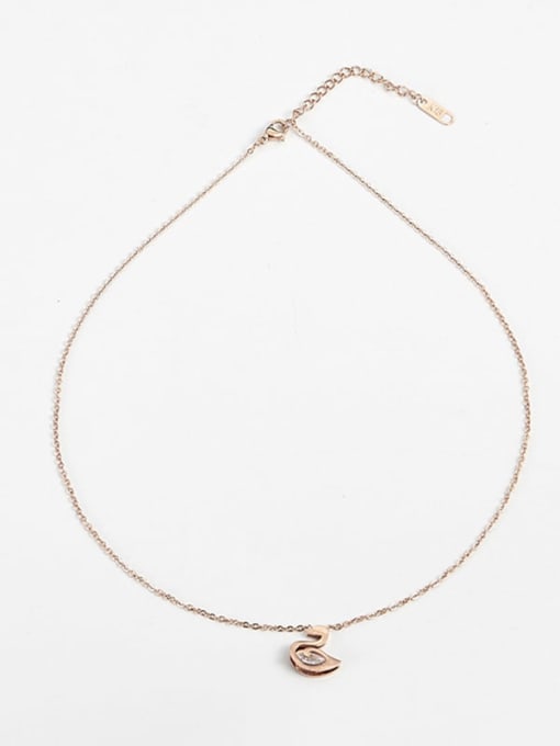 rose gold Titanium Steel Rhinestone Swan Minimalist Necklace