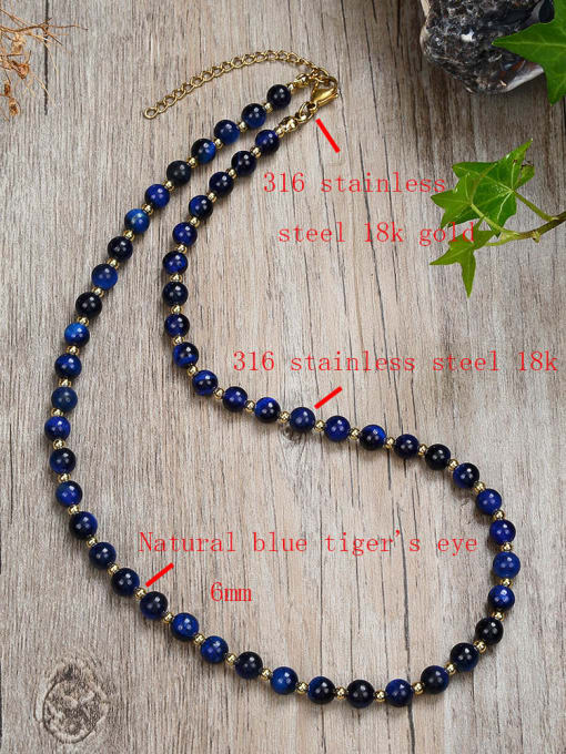 JZ Men's bead Stainless steel Natural Stone Bohemia Beaded Necklace 2