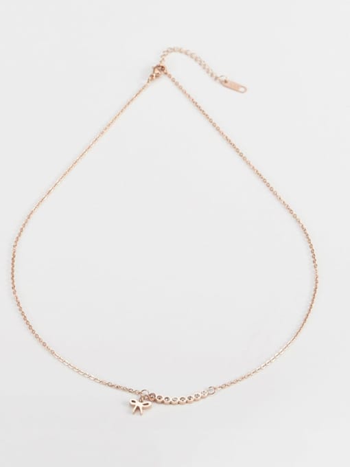 rose gold Titanium Bowknot Minimalist Necklace