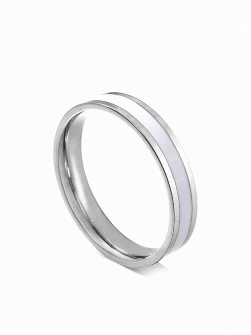 Steel white glue Titanium Steel Enamel Round Minimalist Band Ring