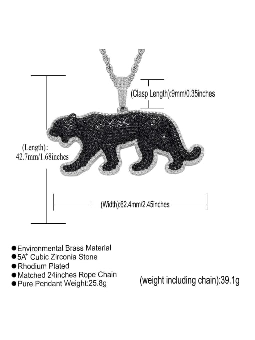 MAHA Brass Cubic Zirconia Black Leopard Hip Hop Necklace 1