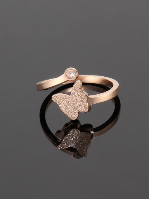 Rose Gold Titanium Simple butterfly  Band Ring