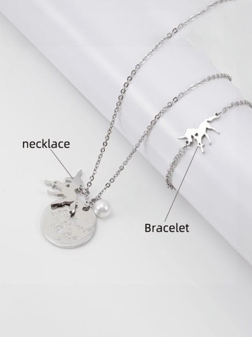 set Titanium Steel Imitation Pearl Round Minimalist Necklace