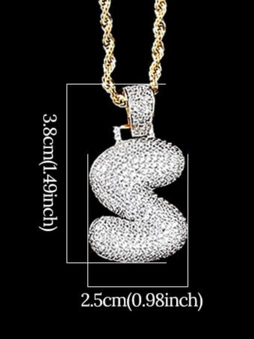 S 24In 61cm twist chain t20i19 t20a02 Brass Cubic Zirconia Message Hip Hop Necklace