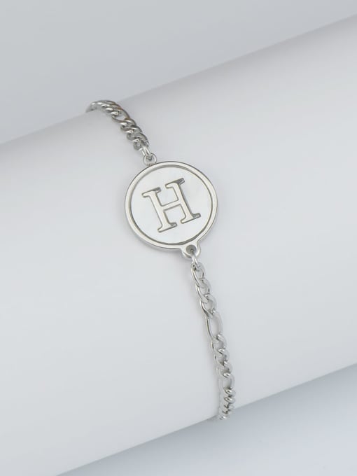 Steel bracelet H Stainless steel Shell Letter Minimalist Link Bracelet