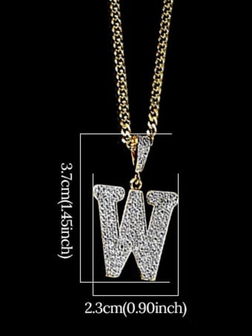 W 24in 60cmT20B23 Brass Cubic Zirconia Letter Hip Hop Initials Necklace
