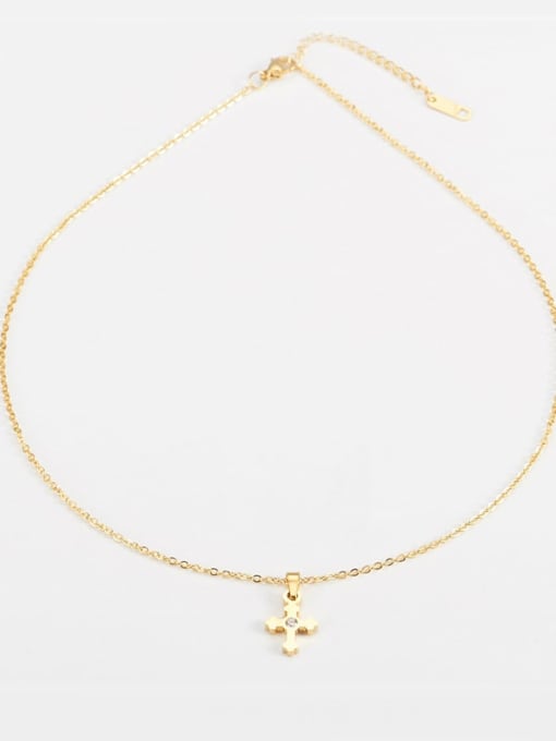 golden Titanium Religious Minimalist  cross Necklace