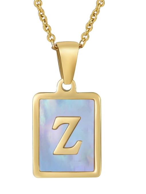 Gold Z (including chain) Titanium Steel Shell Geometric Letter Minimalist Necklace