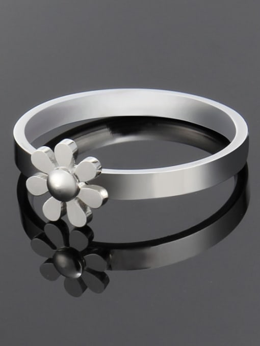 Steel color Titanium Minimalist smooth flower band  Ring