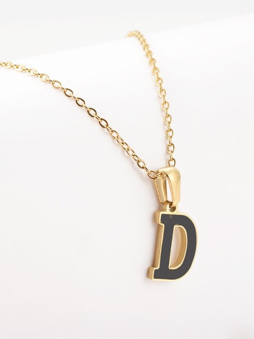 D Titanium Steel Acrylic Letter Minimalist Round Pendant Necklace