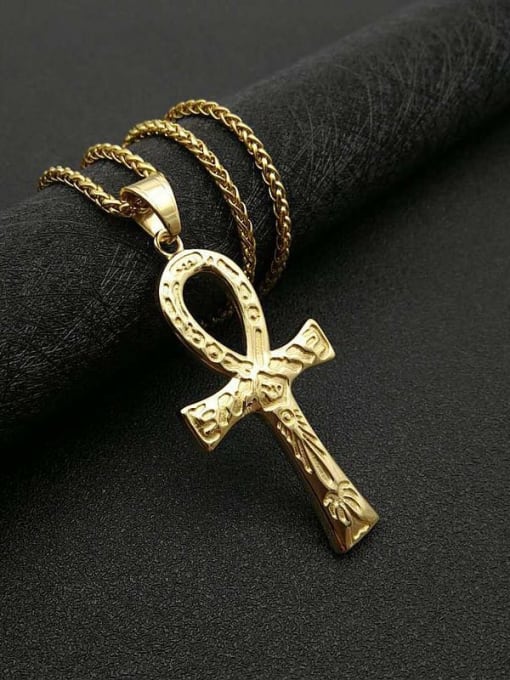 Gold Necklace Titanium Cross Hip Hop Regligious Necklace For Men