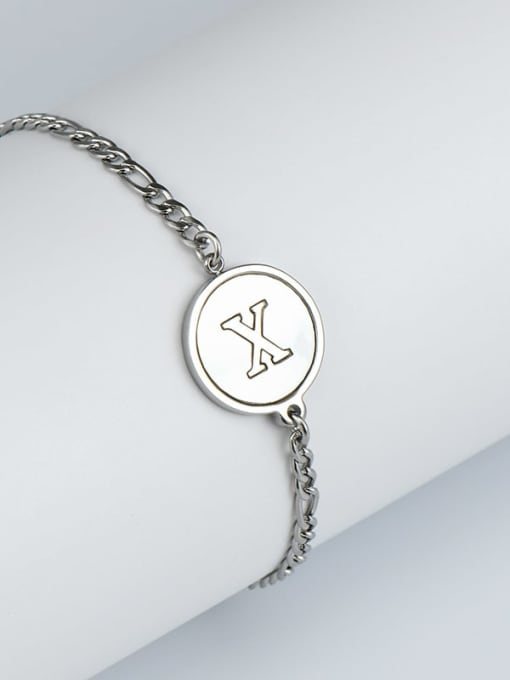Steel bracelet x Stainless steel Shell Letter Minimalist Link Bracelet