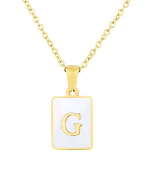 FN 01 G Letter G Titanium Steel Shell Geometric  Letter Minimalist Necklace