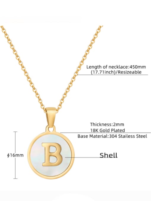 ZXIN Titanium Steel Shell Letter Minimalist  Round Pendant Necklace 1