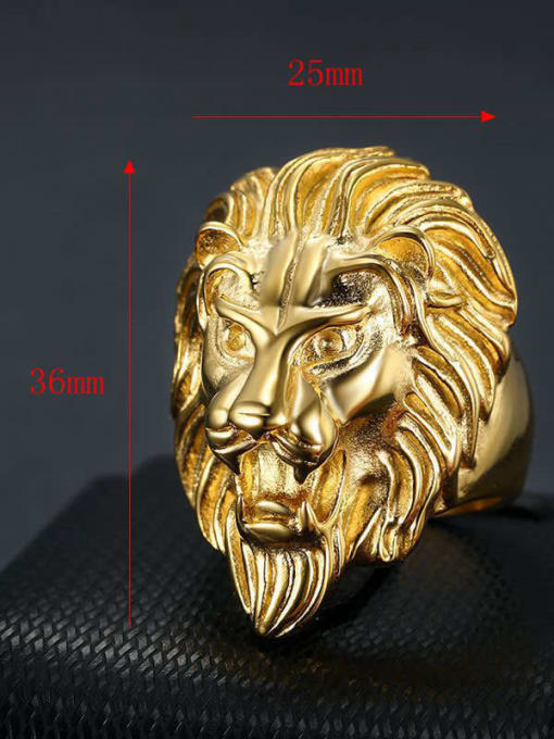 Gold Size Titanium Steel Lion Trend Band Ring