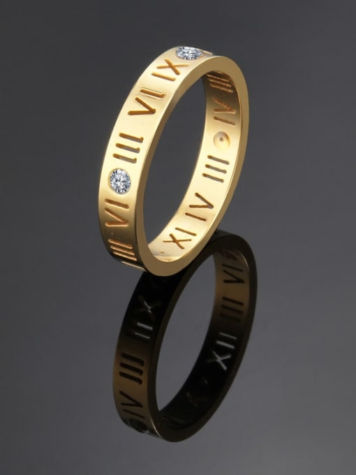 Ke Hong Titanium Number Cutout Minimalist Band Ring 0