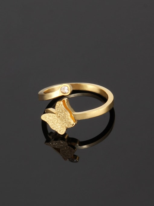 golden Titanium Simple butterfly  Band Ring