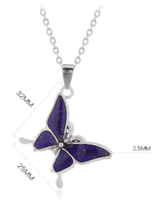 WOLF Titanium Steel Enamel Butterfly Minimalist Necklace 4